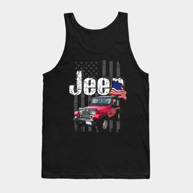 Jeep Wrangler YJ Jeepcar JEEP Flag Tank Top by alex77alves